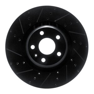 Audi TTS Brake Rotor (1) - Front Left - R1 Concepts - Drilled & Slotted - Black - `12-`15